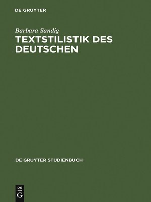 cover image of Textstilistik des Deutschen
